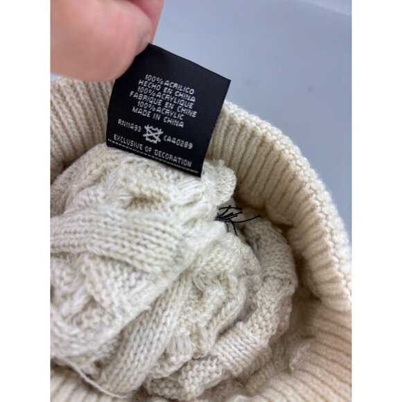 Minnesota Twins MLB New Era Womens Ivory Cable Knit Beanie Pom Cap - Picture 6 of 6